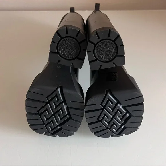 VERSACE | Black block platform aevitas Versace lug sole designer leather boot - Picture 6 of 16